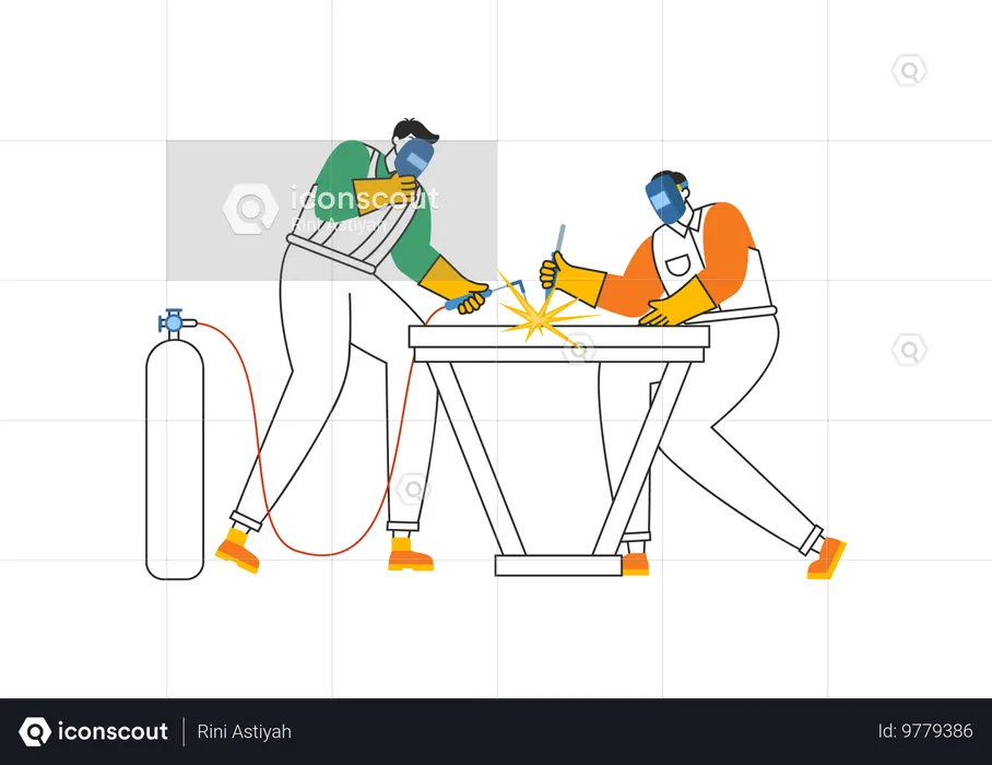 Trabalho trabalhista como soldadores  Ilustração