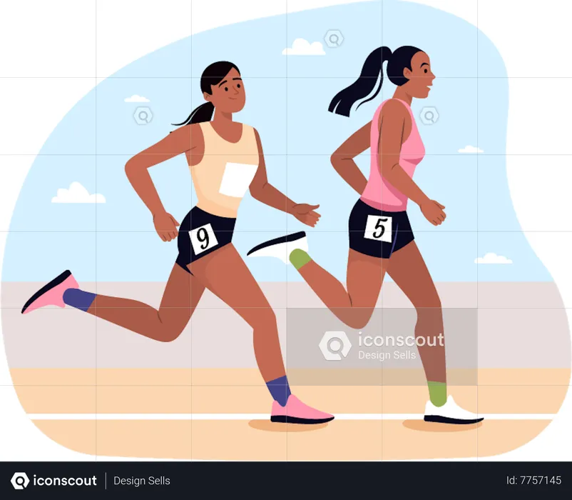 Track And Field Running  Illustration