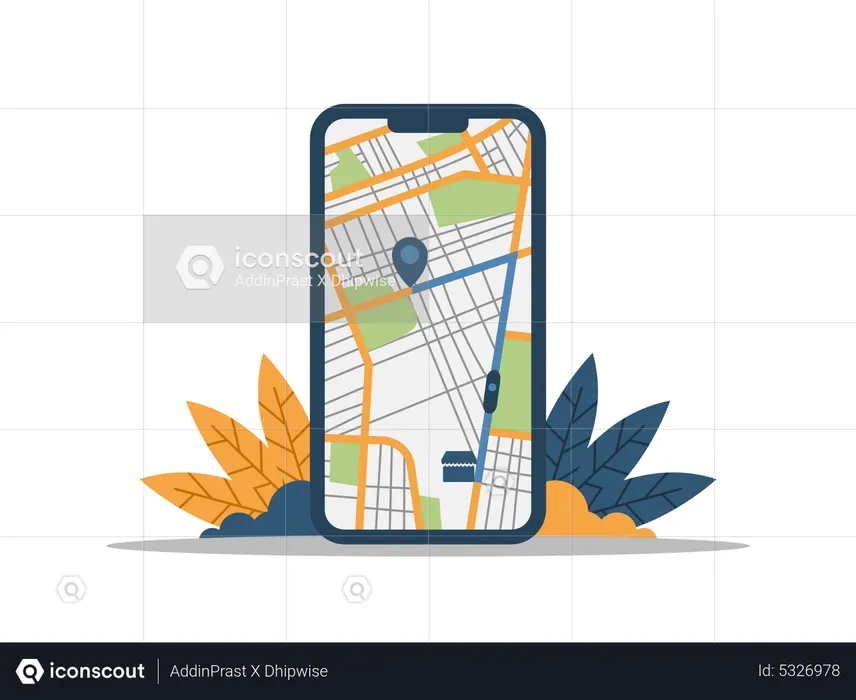 Tracking delivery location on mobile  Illustration