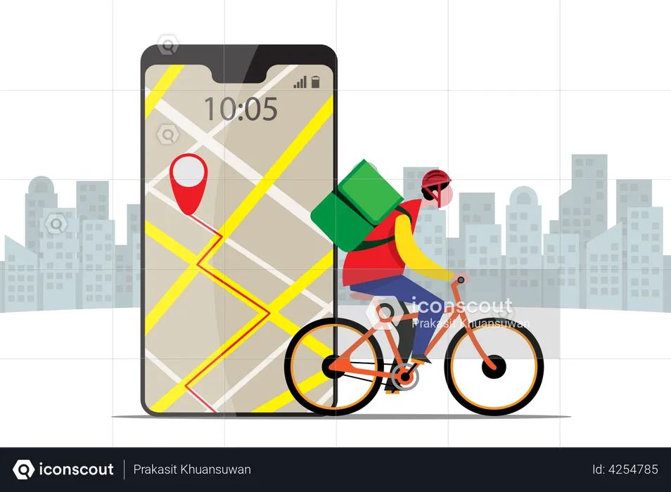 Tracking delivery location via smartphone app  Illustration