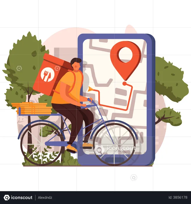 Tracking food delivery  Illustration