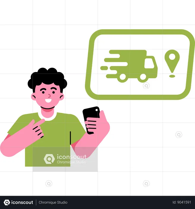 Tracking Order On A Delivery App  Illustration