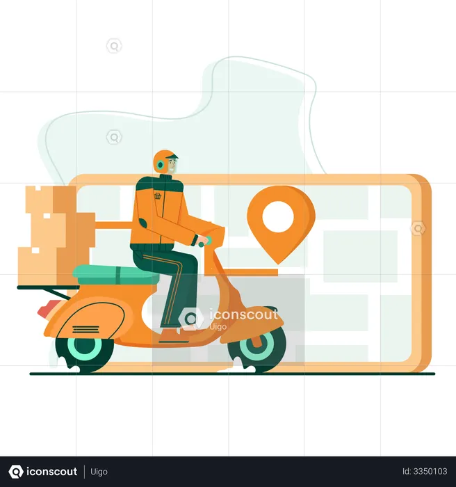 Tracking package using mobile  Illustration