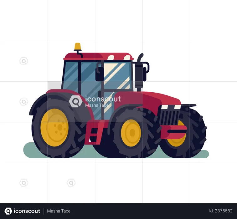 Tractor compacto de campo agrícola moderno  Ilustración