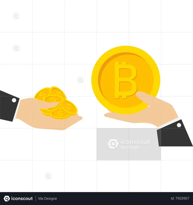 Trade your existing bitcoin for money  Illustration