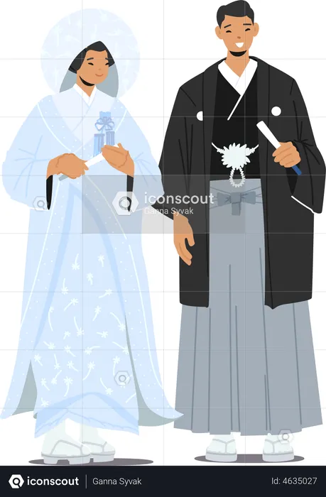 Traditional Asian Marriage Ceremony  Illustration