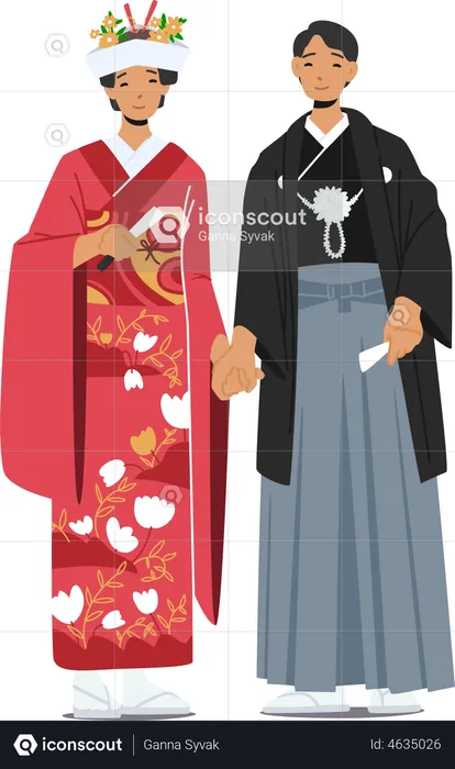 Traditional Japanese Marriage Ceremony  Illustration