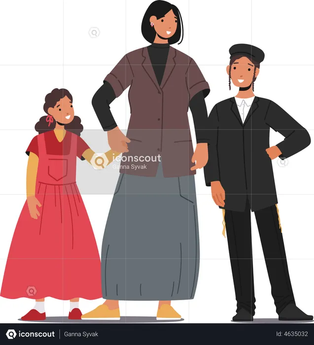 Traditional Jewish Family  Illustration