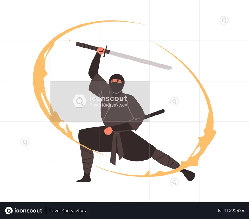 Traditional ninja in dynamic  Illustration