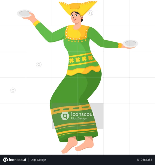 Traditional Plate Dance  Illustration