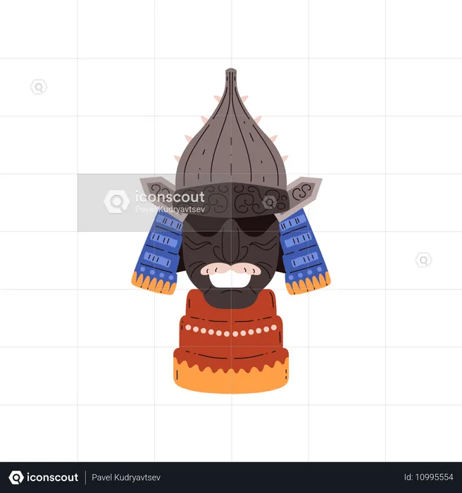 Traditional Samurai military helmet with spikes  Illustration