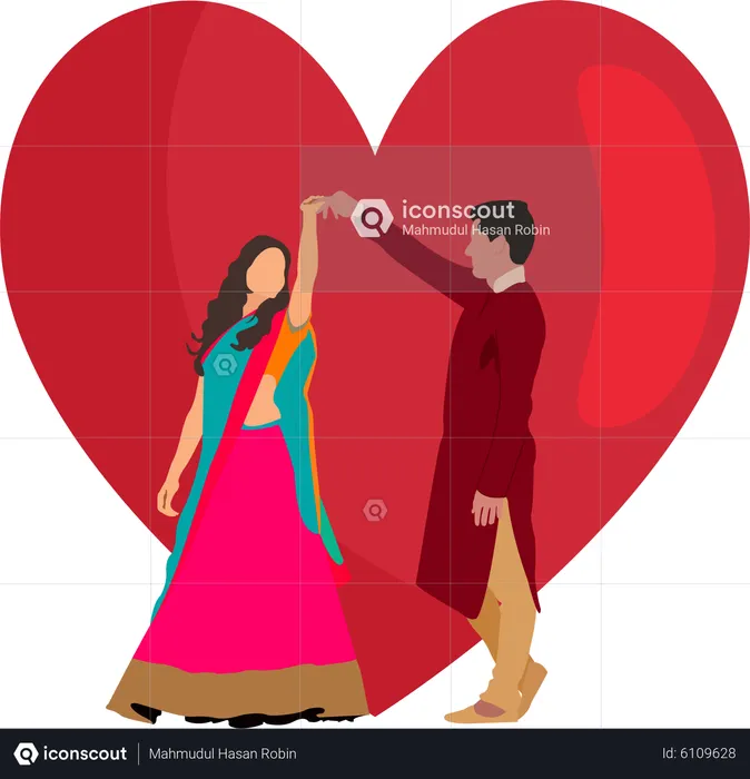 Traditional Valentine Couple  Illustration