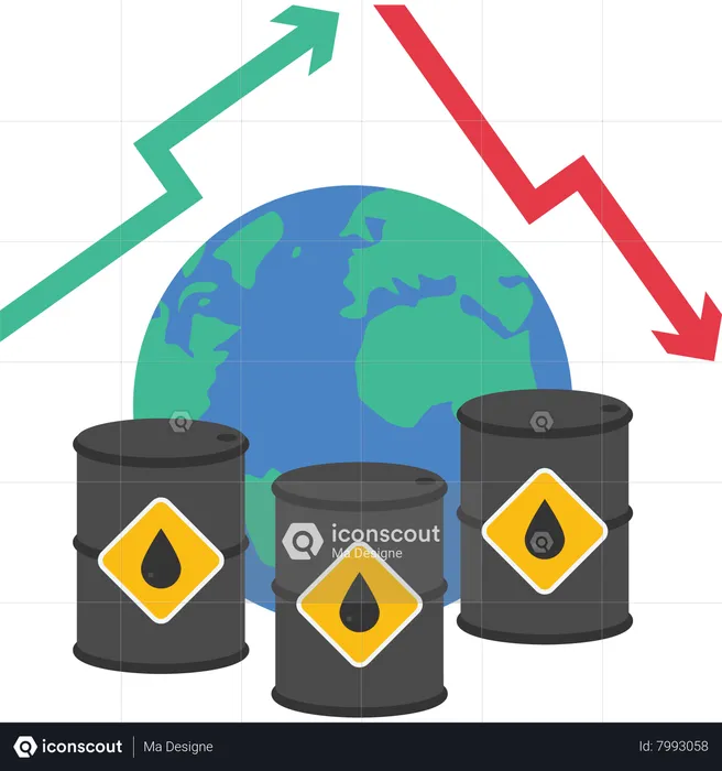 Tradução dos preços do petróleo bruto em todo o mundo  Ilustração