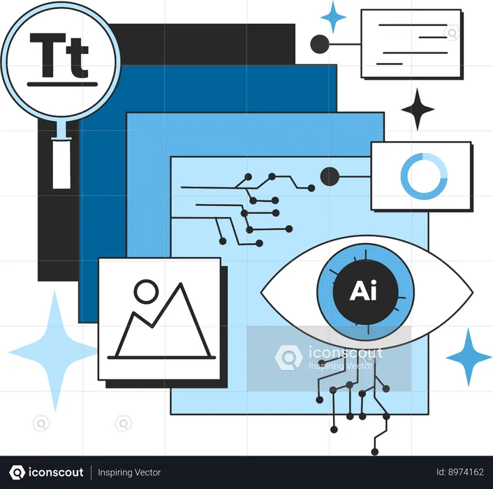 Traducteur IA et analyse IA  Illustration