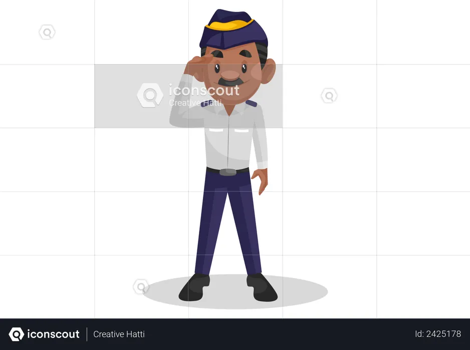 Traffic cop standing in salute pose  Illustration