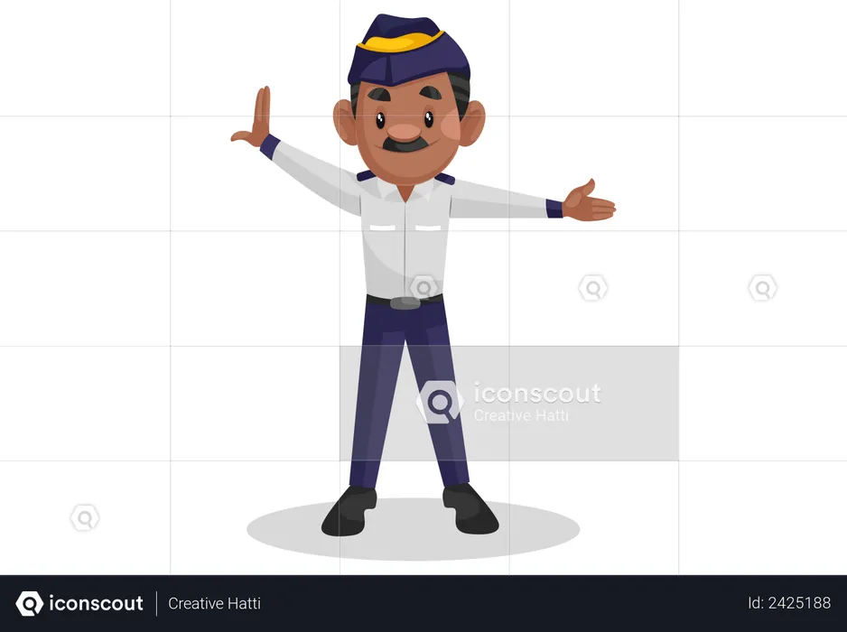 Traffic police man showing hand signal  Illustration