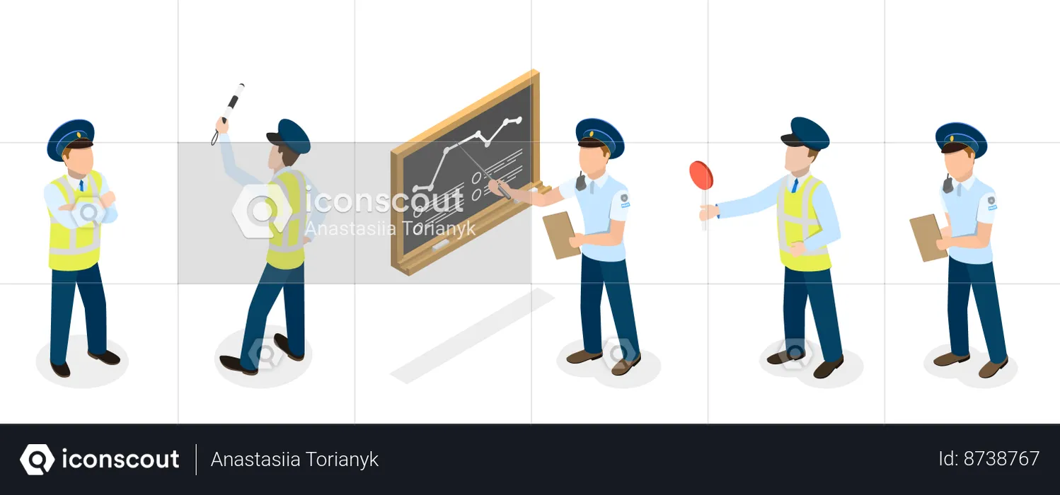 Traffic Policeman and Road Inspector Occupation  Illustration