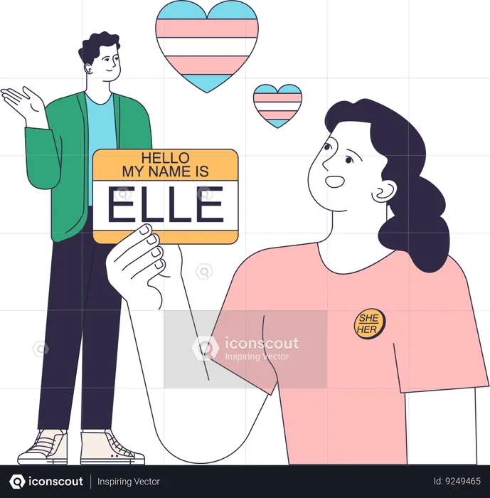 Trans girl with nameplate  Illustration
