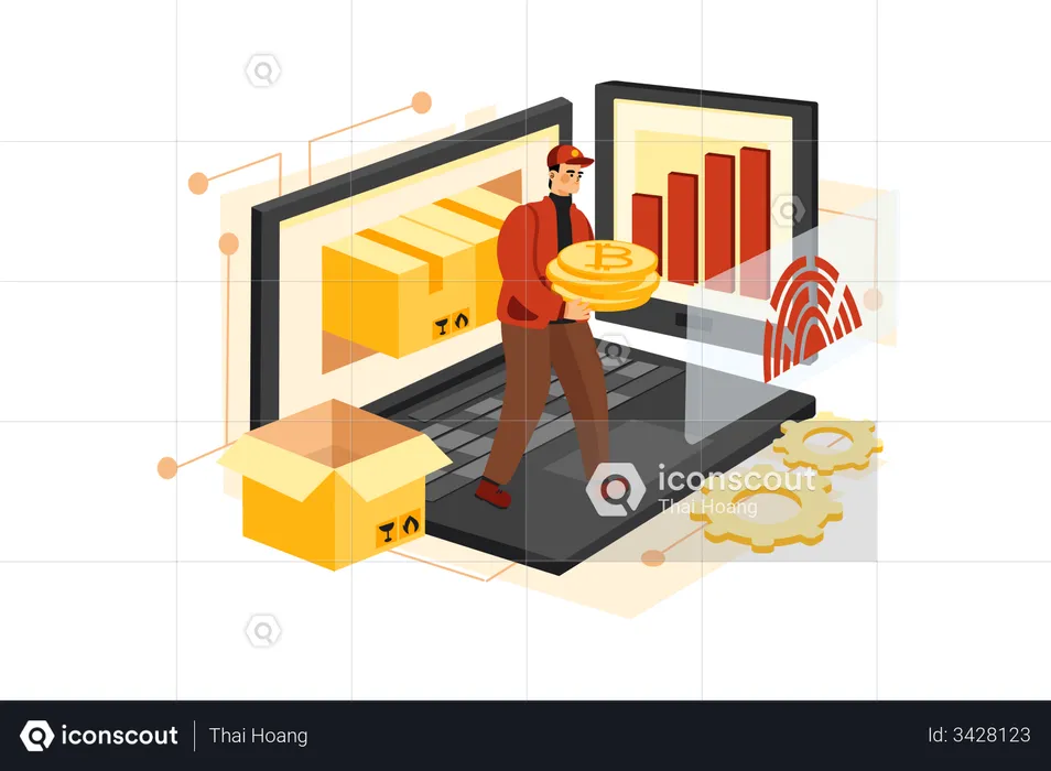 Transacción de criptomonedas  Ilustración