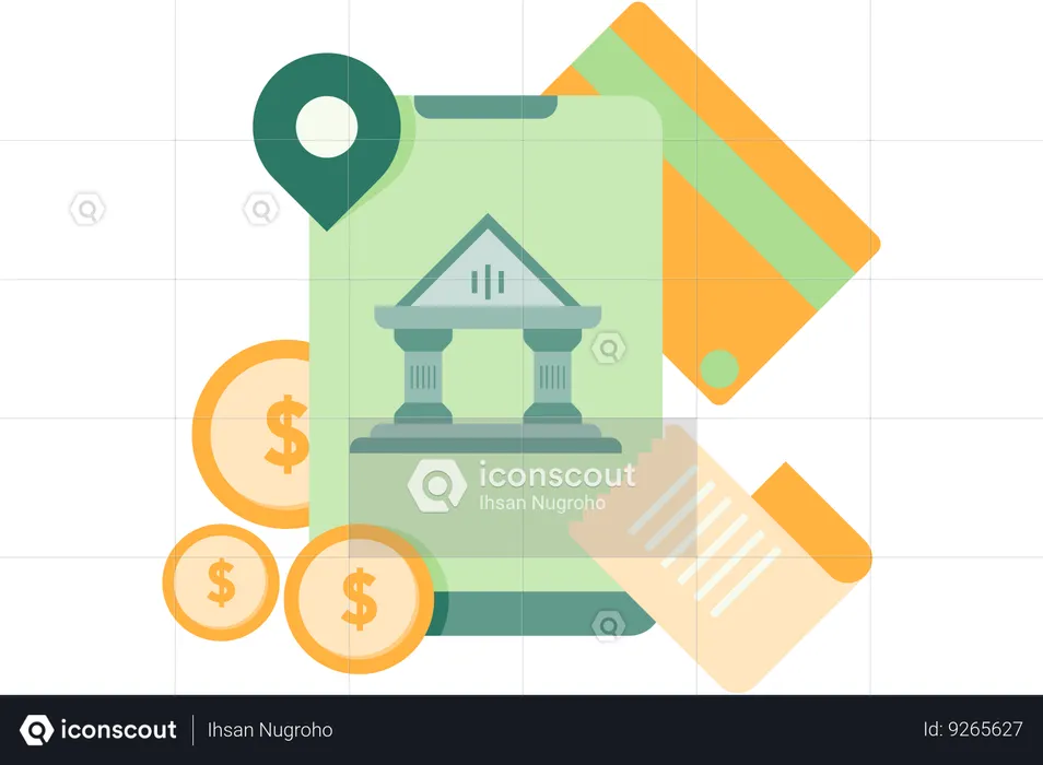 Transacciones bancarias en línea  Ilustración