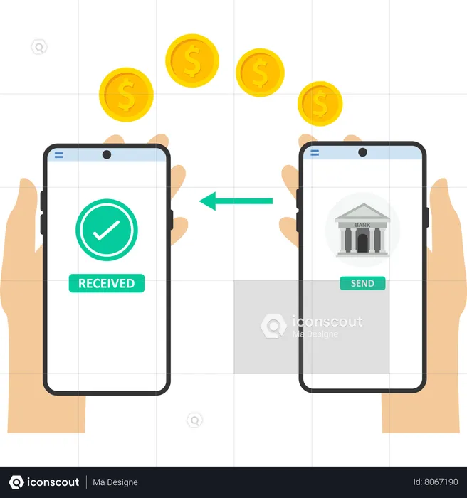 Transacciones financieras vía telefónica con el banco  Ilustración