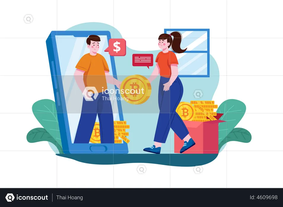 Transaction in Cryptocurrency  Illustration