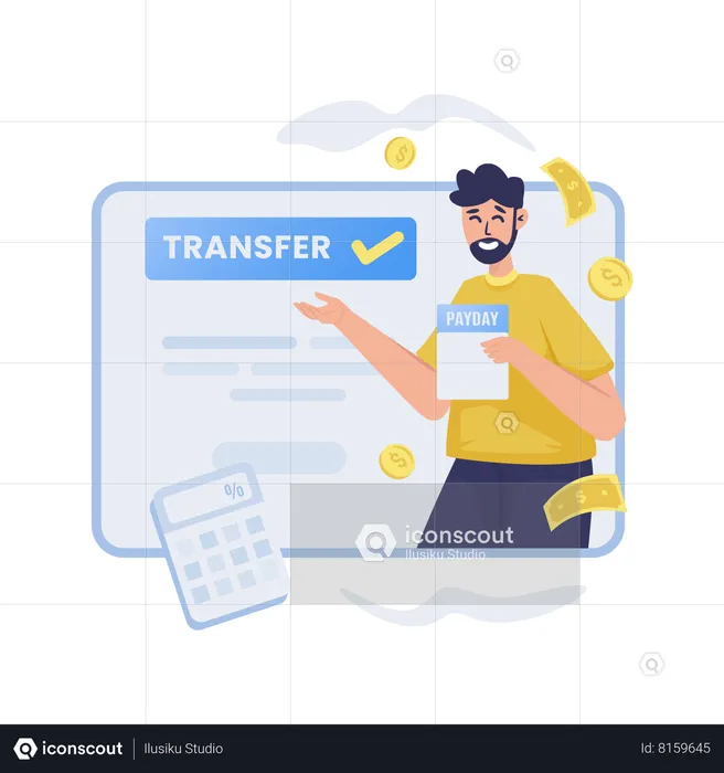 Transfer money success  Illustration