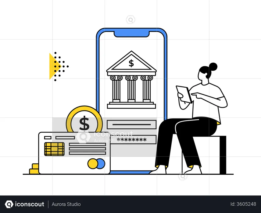 Transfer Money Using Banking App  Illustration