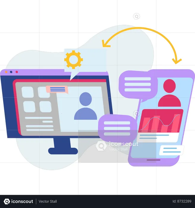 Transferencia de datos desde el móvil al monitor  Ilustración