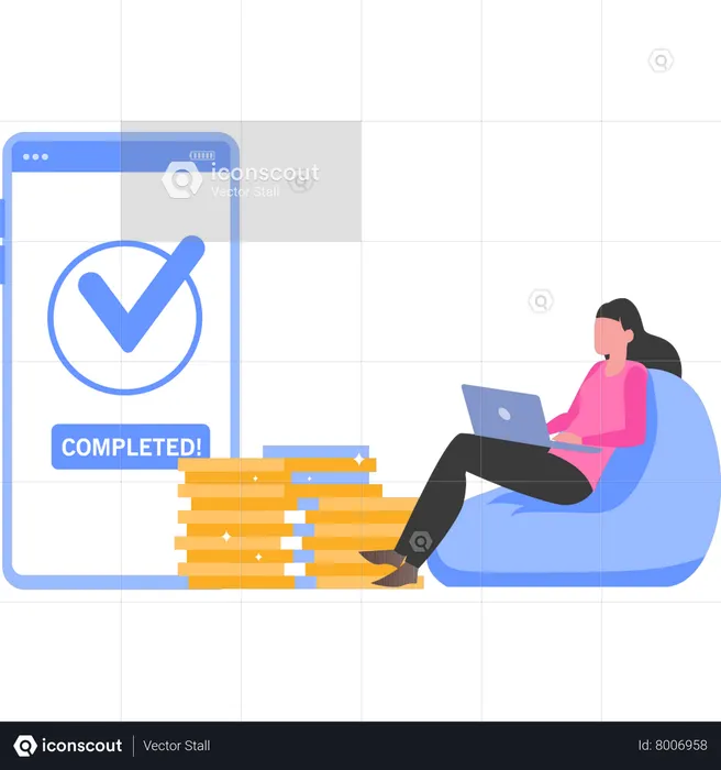 Transferencia de dinero completa  Ilustración