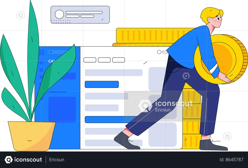 Transferencia de dinero en línea  Ilustración