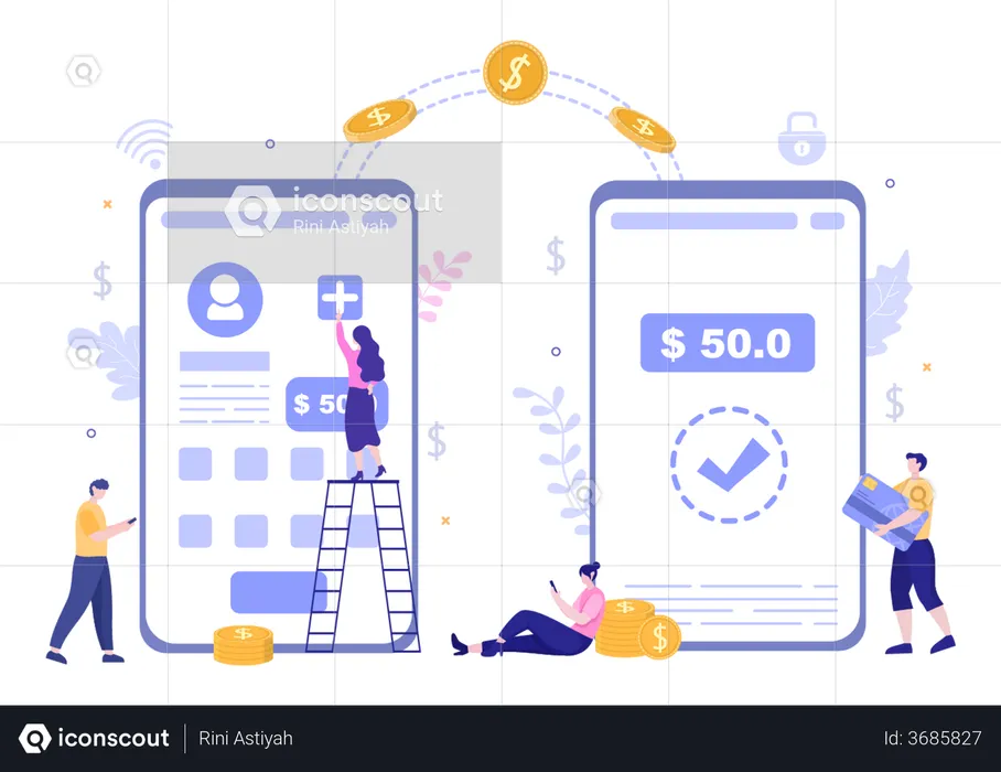 Transferencia de dinero en línea  Ilustración