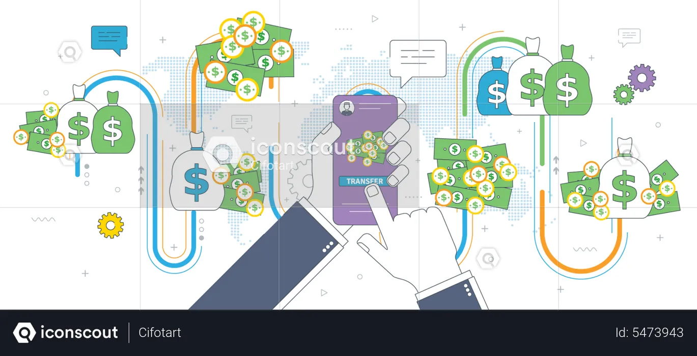 Transferencia de dinero en línea  Ilustración