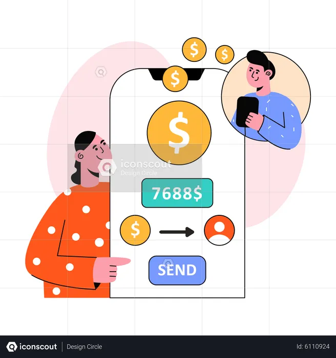 Transferencia de dinero en línea  Ilustración