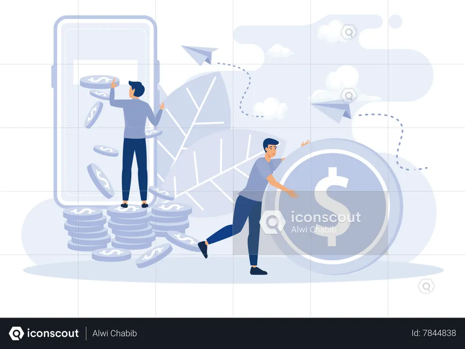 Transferencia de dinero en línea  Ilustración