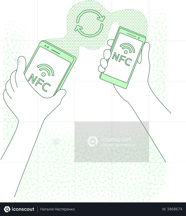 Transfert de données mobiles via NFC  Illustration