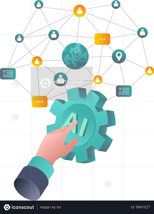 Transformação de negócios com inteligência artificial  Ilustração