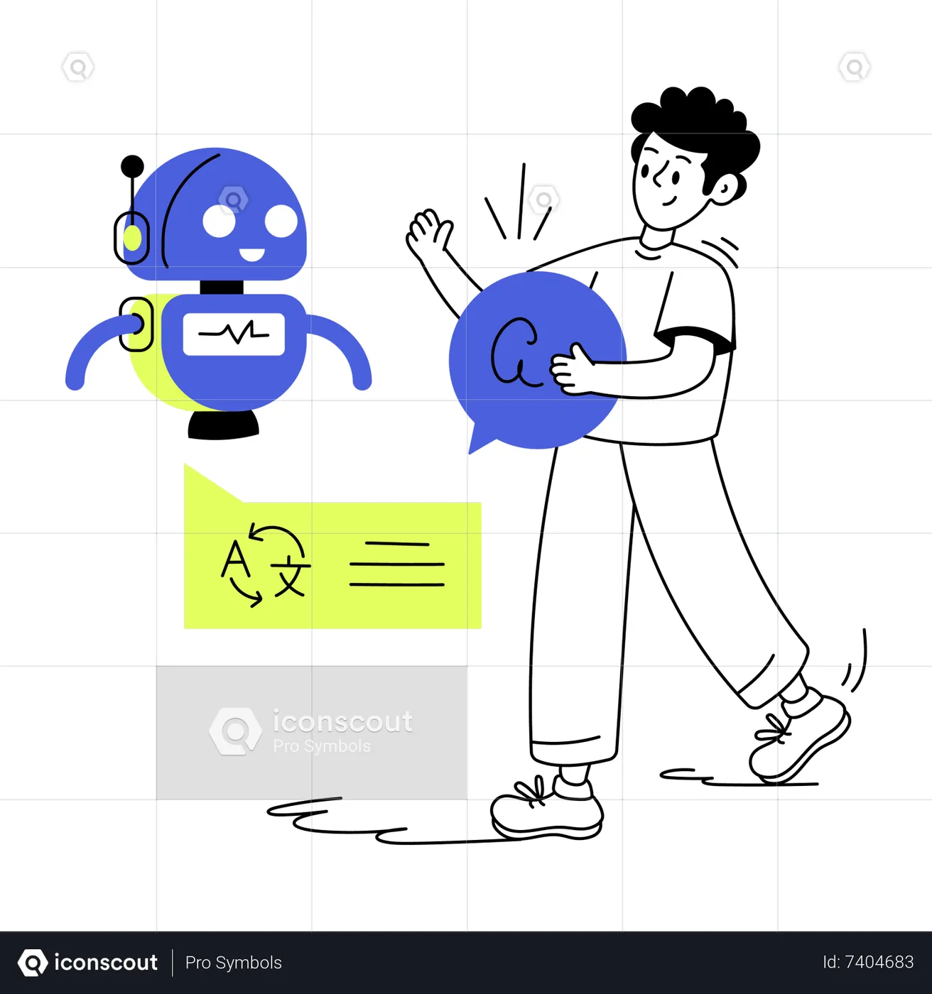 Best Translation Robot Illustration download in PNG & Vector format