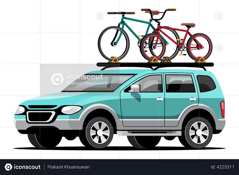 Carregar bicicletas em carros  Ilustração