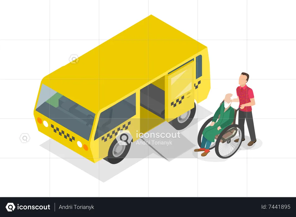 Transporte Para Personas Discapacitadas  Ilustración