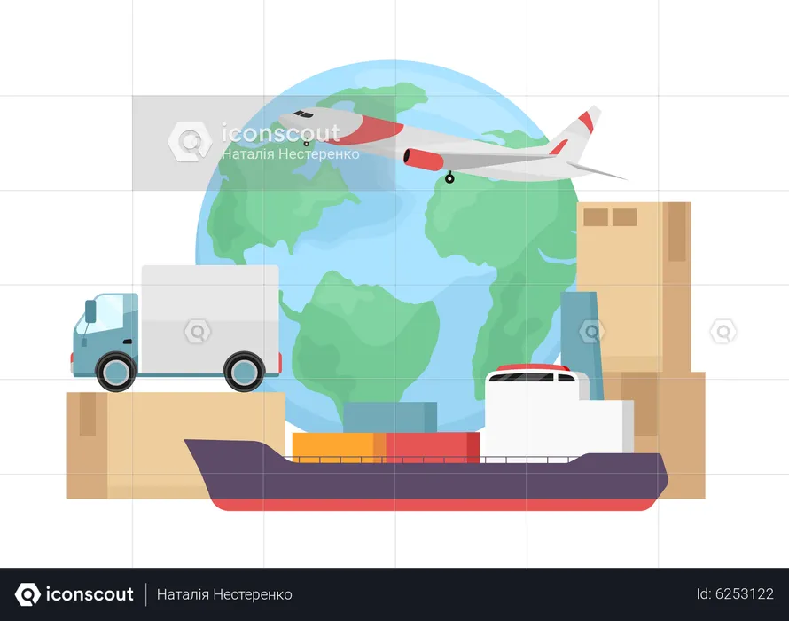 Transports for global delivery  Illustration