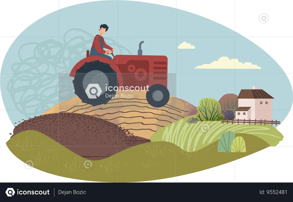 Trator agrícola  Ilustração