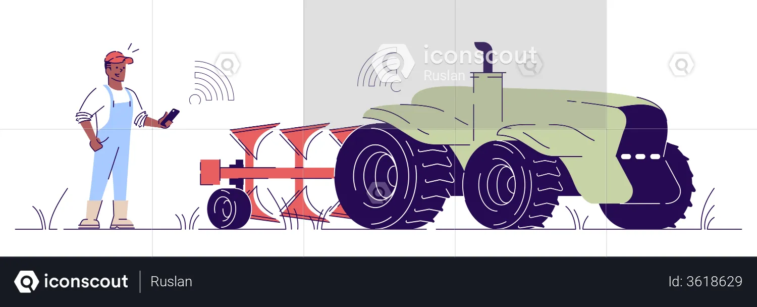 Trator sem motorista  Ilustração