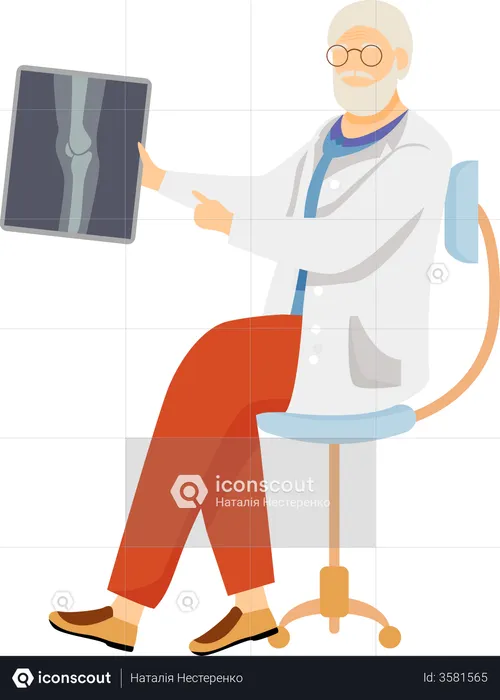 Traumatologist with x ray  Illustration