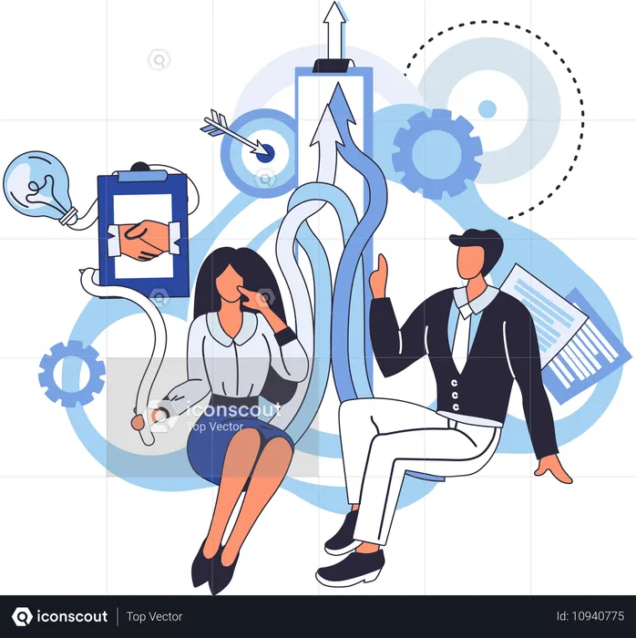 Travail d'équipe avec team building  Illustration