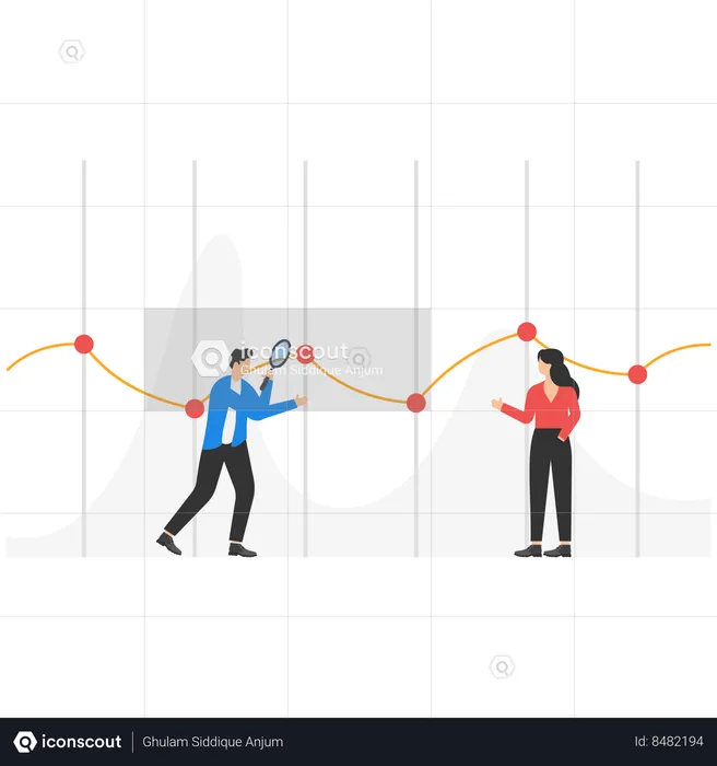 Travail d'équipe d'affaires travaillant sur l'analyse commerciale  Illustration