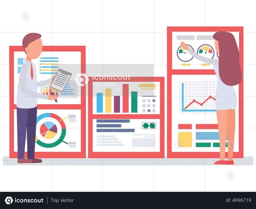 Équipe travaillant sur l'analyse  Illustration