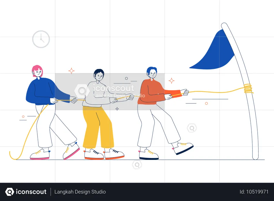 Une équipe travaillant ensemble sur des objectifs commerciaux  Illustration