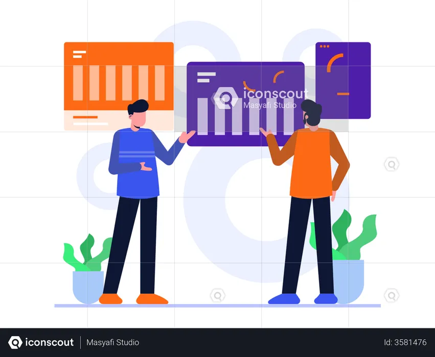 Équipe travaillant sur l’analyse commerciale  Illustration