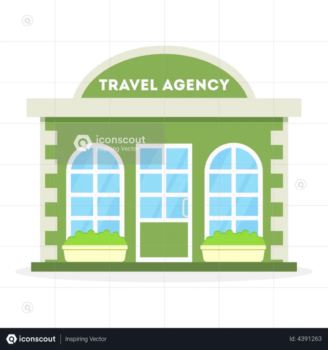 Travel Agency Shopfront  Illustration